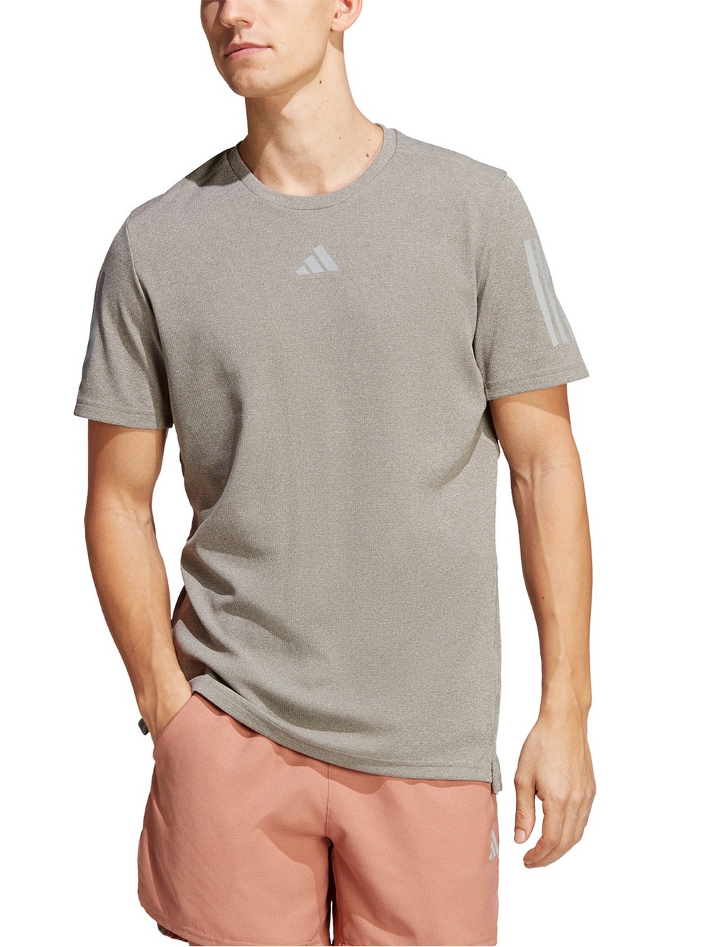 adidas Men’s Heather Light Gray Crew Neck Athletic Tee